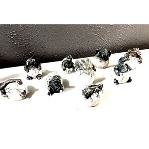 Lot of 9 Baby Dinosaurs Breaking Out of Shell - VINTAGE